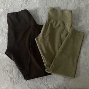 Black and Olive Green Leggings Set